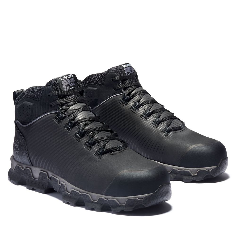 Timberland Mens Pro Boots Powertrain Sport Mid Alloy Toe EH Work Shoes - Black - India SA9743025